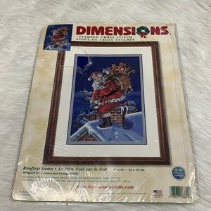 Dimensions Rooftop Santa Claus Stamped Cross Stitch Kit # 8691  6x14 New